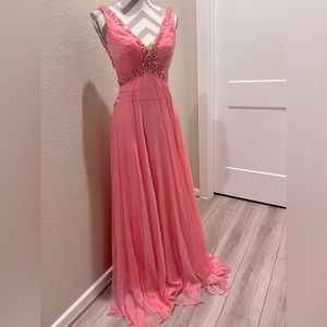 Pink rhinestone formal gown size 2..
